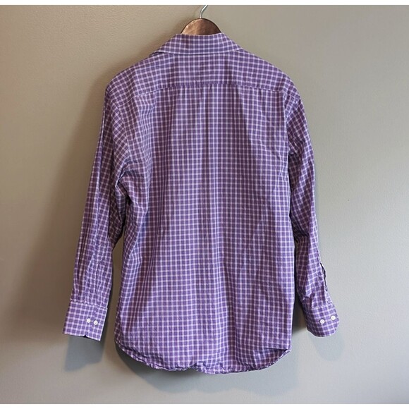 Bristol & Bull Size Large Shirt Mens Purple Check Argyle Button Up L 16 16.5 LS - Picture 3 of 3